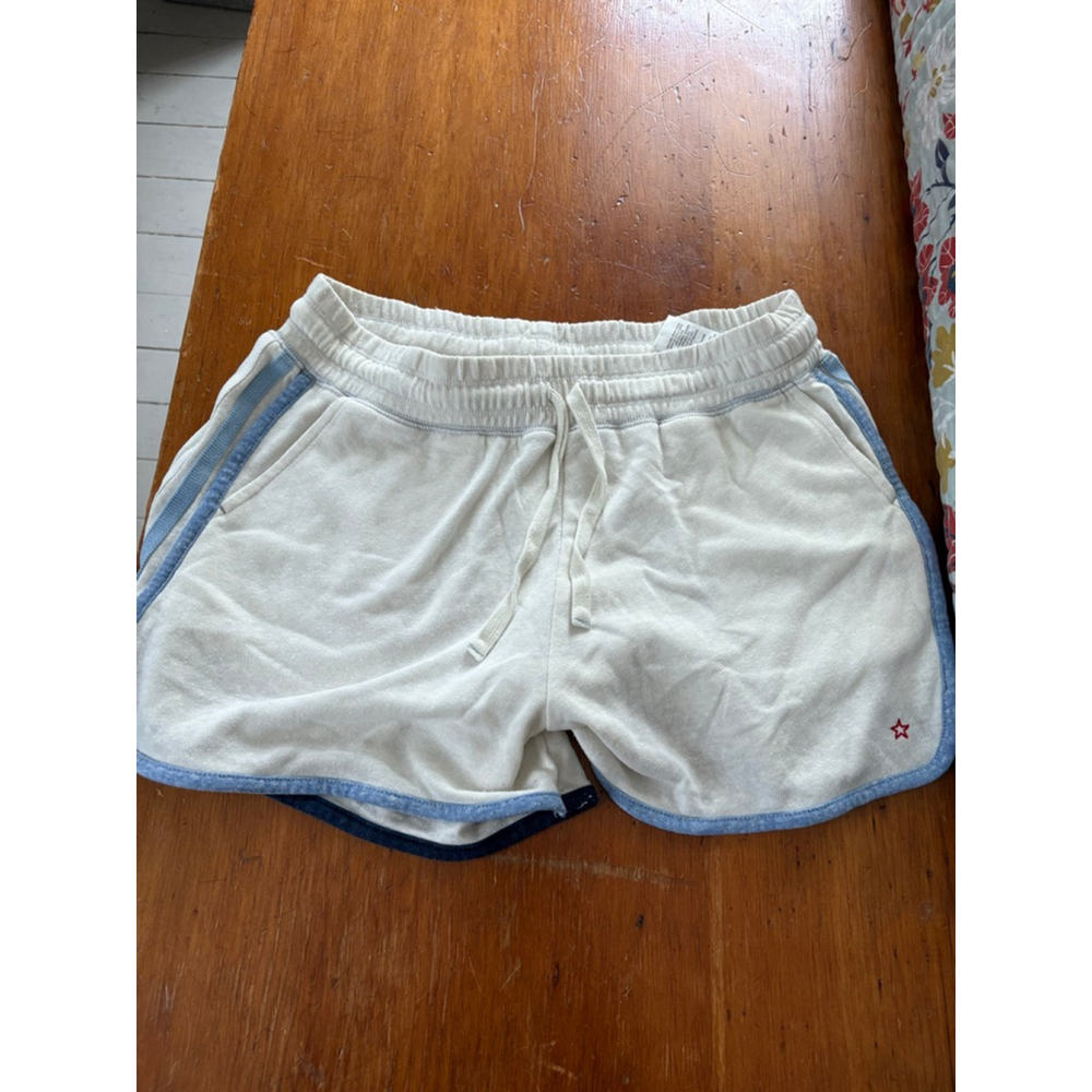 Splendid women's Cream & Blue Striped Athletic Shorts Size M